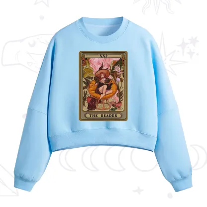Purplehecate The Reader Tarot Card Fleece Cropped Sweatshirt