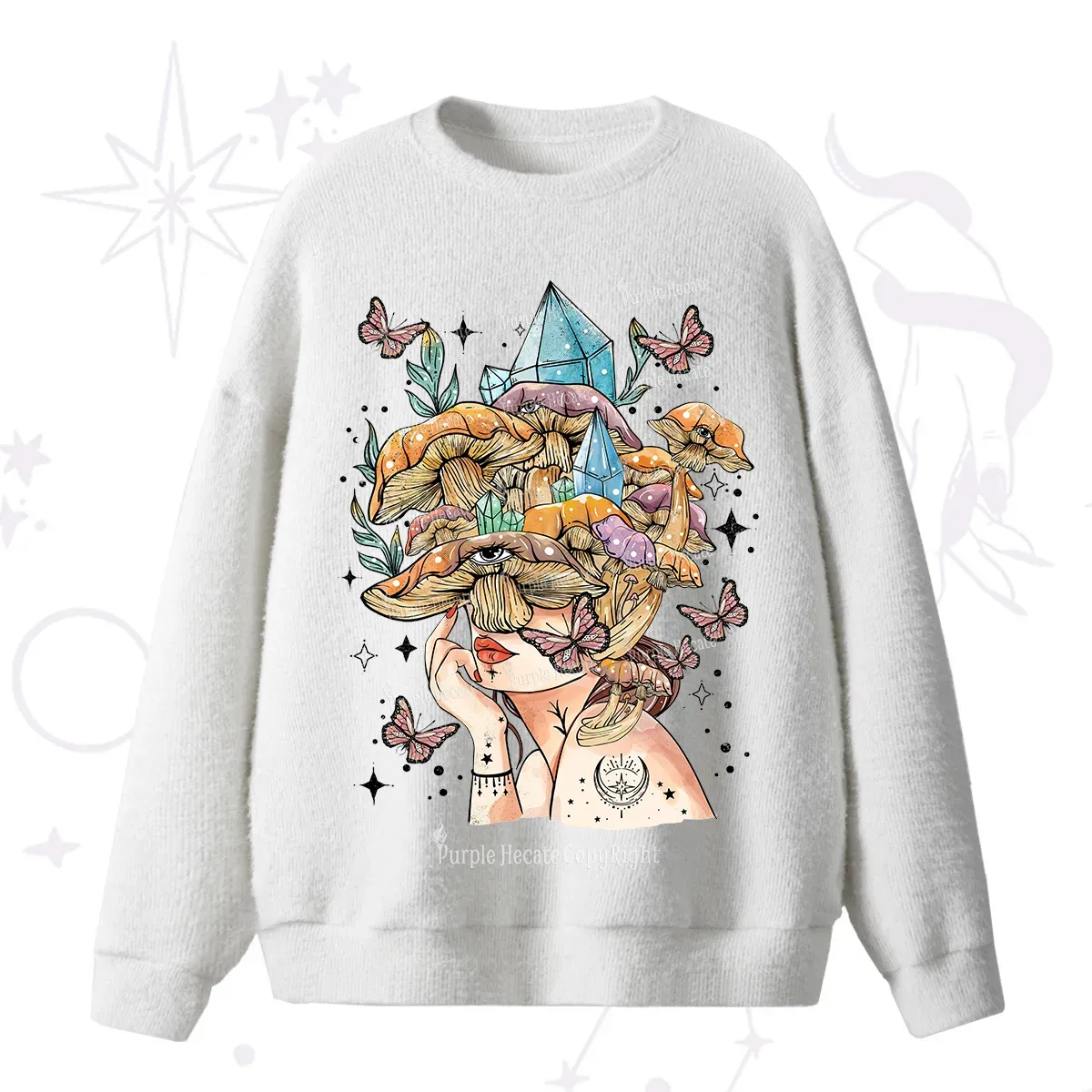 Purplehecate Crystal Goddess Fuzzy Ugly Sweater
