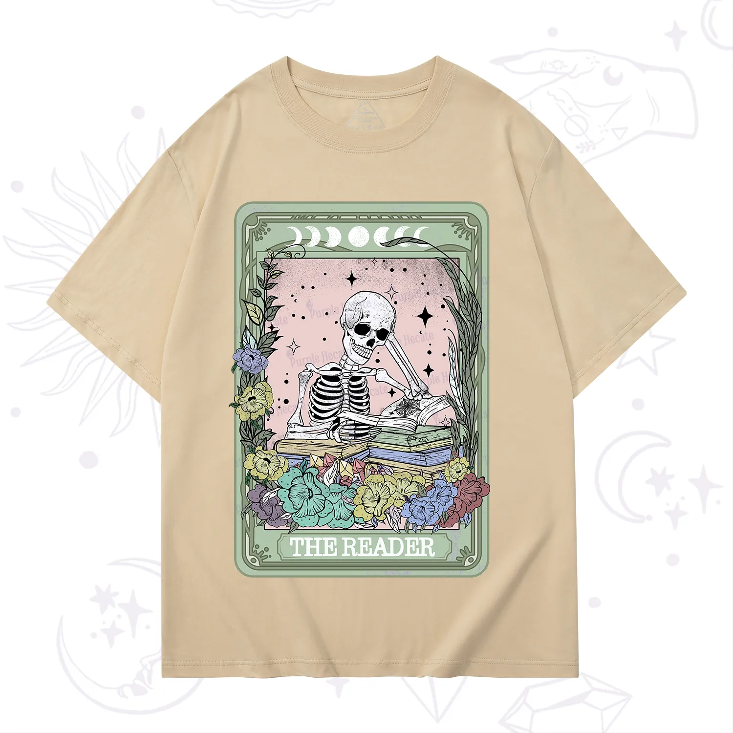 Purplehecate The Reader Bookworm Tarot Skeleton T-Shirt