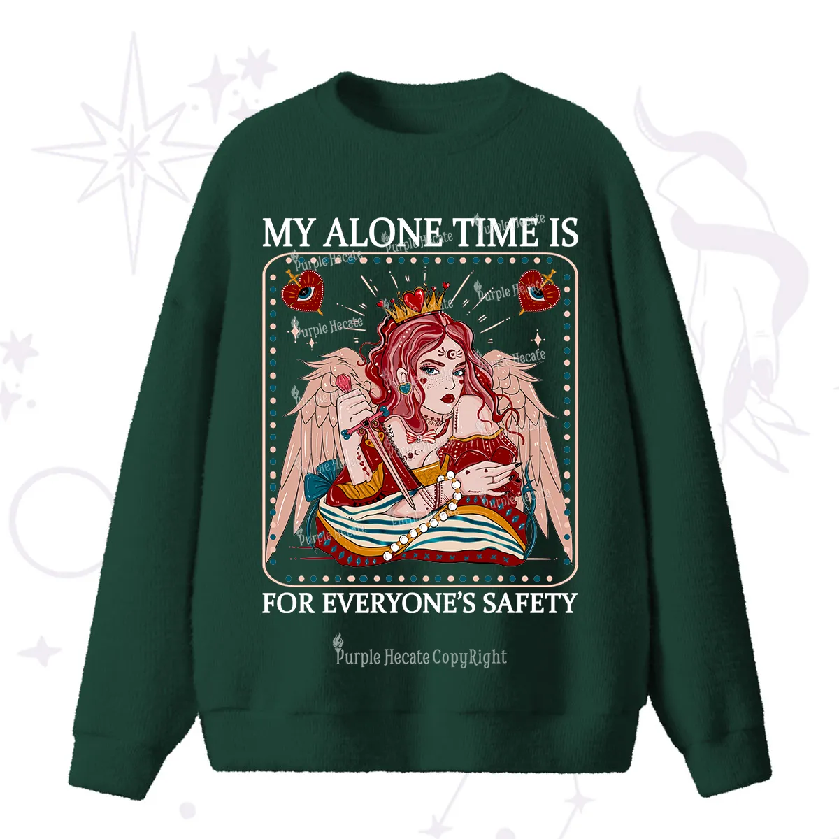 Purplehecate My Alone Time Is For Everyone's Safety Fuzzy Ugly Sweater