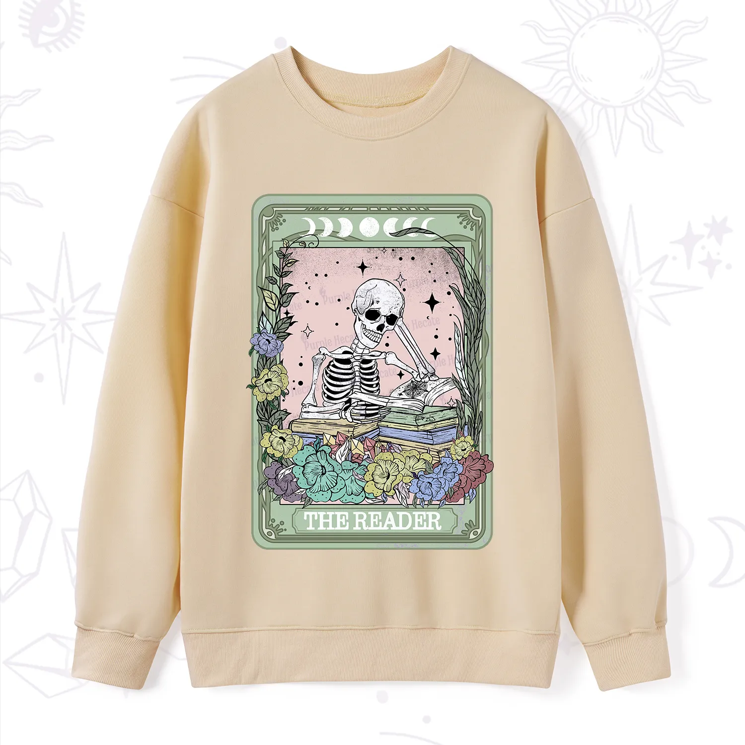 Purplehecate The Reader Bookworm Tarot Skeleton Sweatshirt