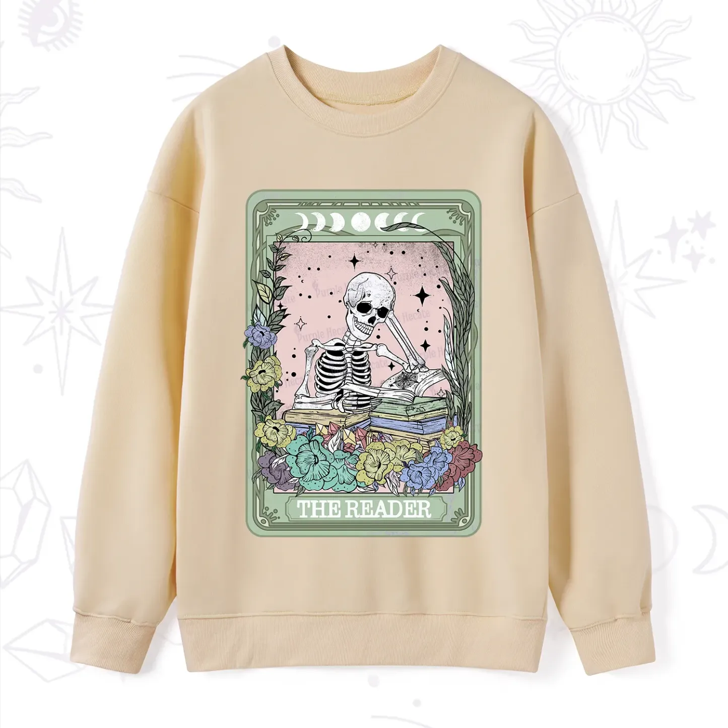 Purplehecate The Reader Bookworm Tarot Skeleton Sweatshirt