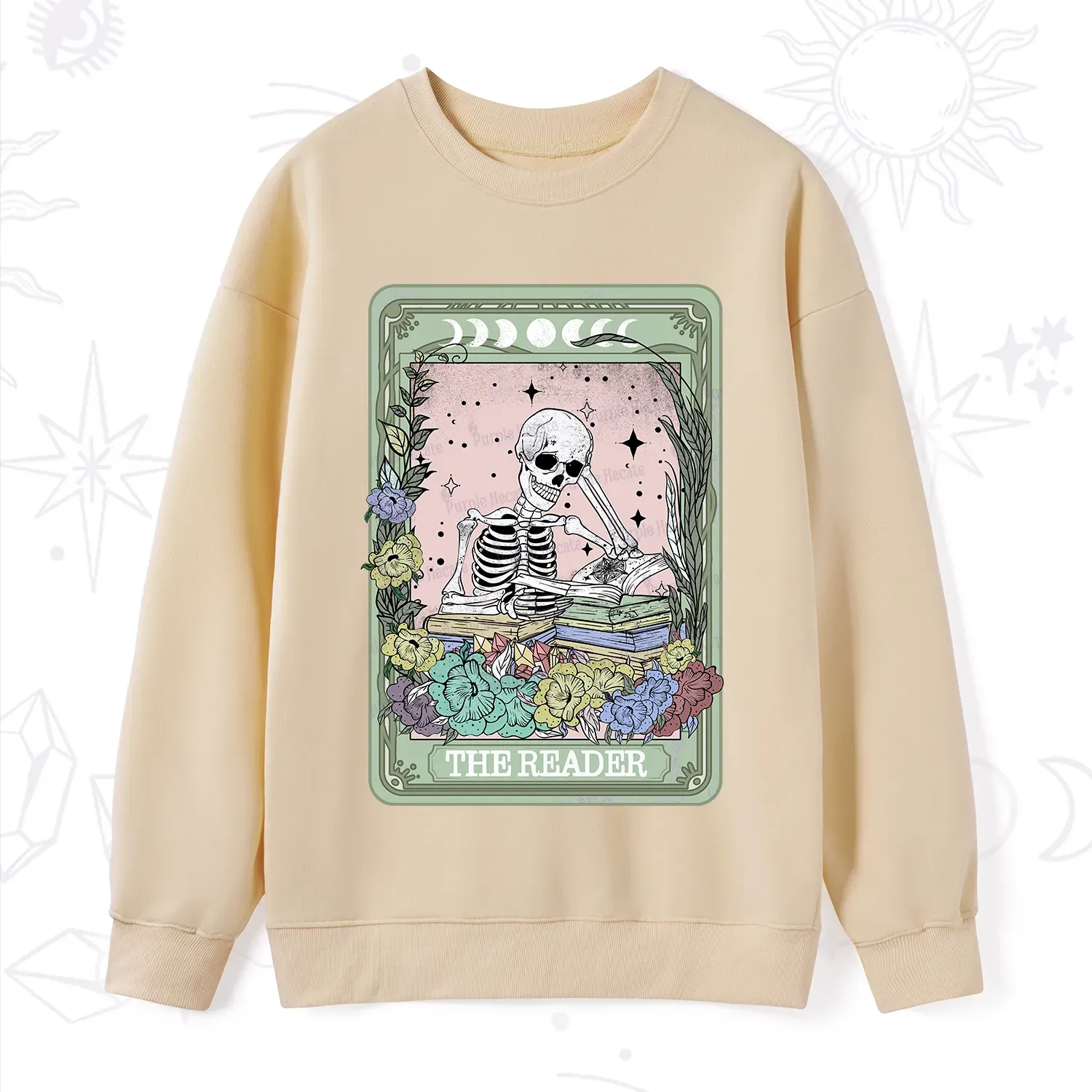 Purplehecate The Reader Bookworm Tarot Skeleton Sweatshirt