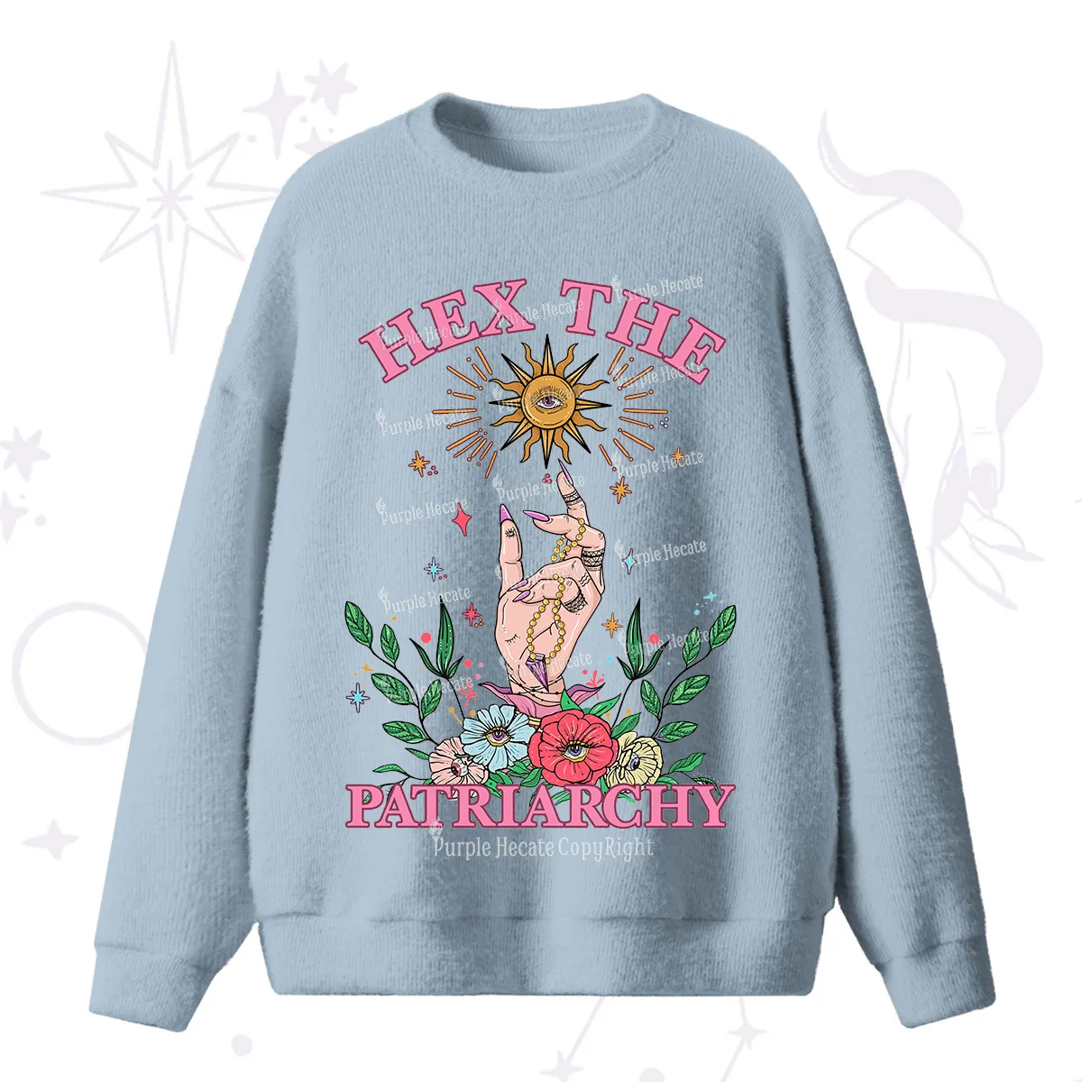 Purplehecate Hex The Patriarchy Witchy Fuzzy Ugly Sweater