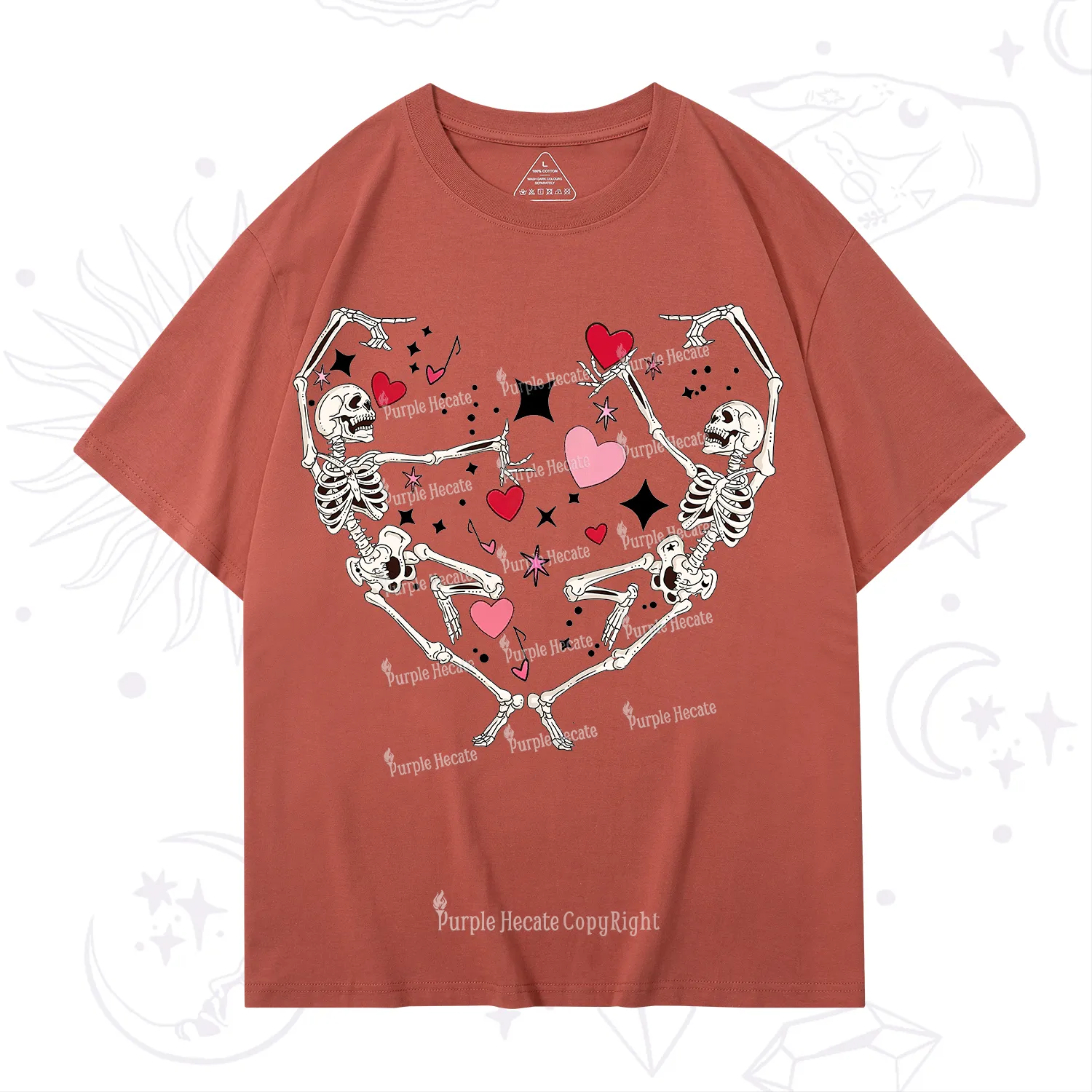 Purplehecate Skeleton Heart Lovers Valentine T-Shirt