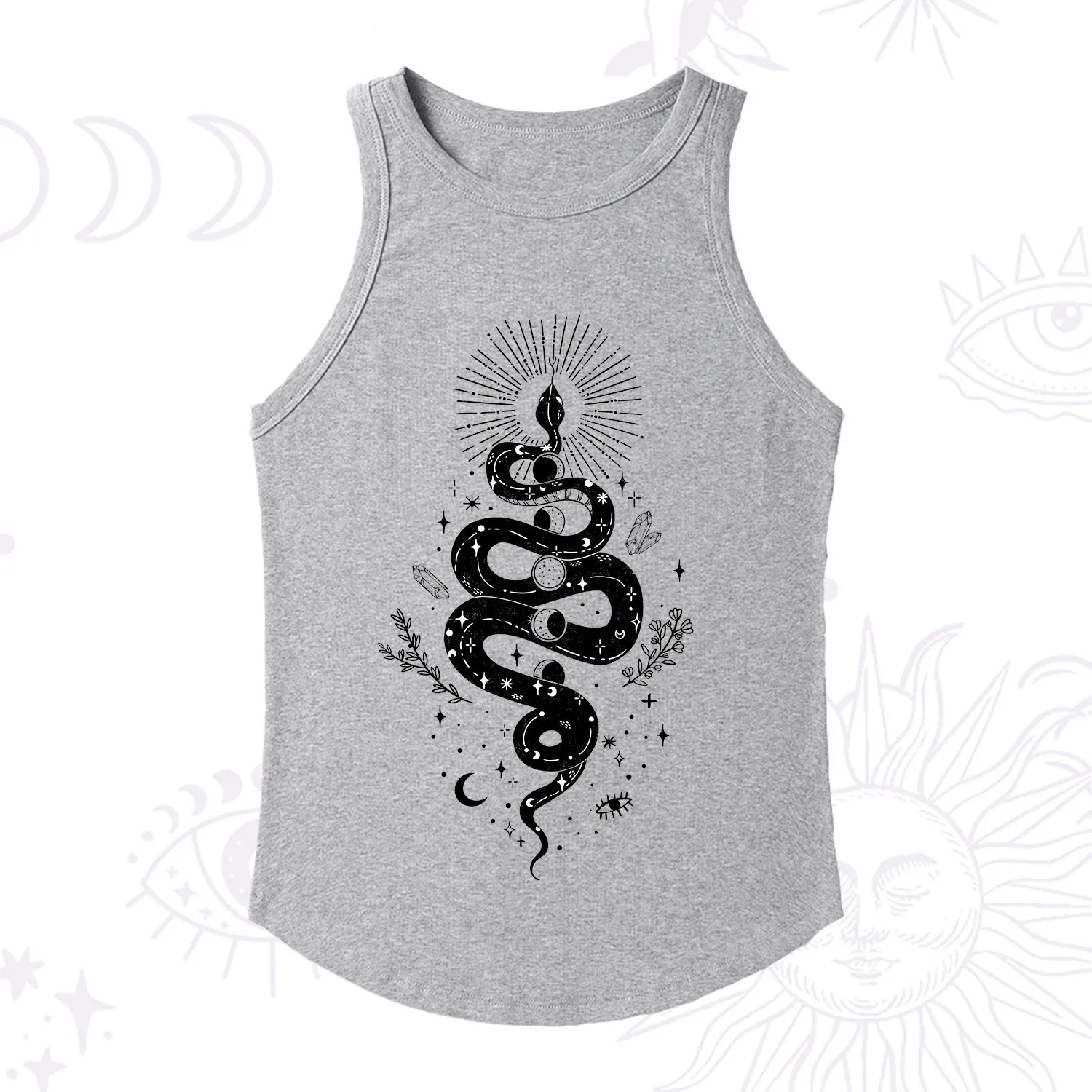 Purplehecate Mystical Moon Phases Snake Racerback Tank Top