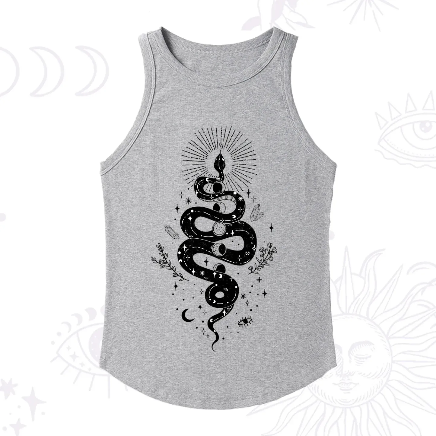 Purplehecate Mystical Moon Phases Snake Racerback Tank Top