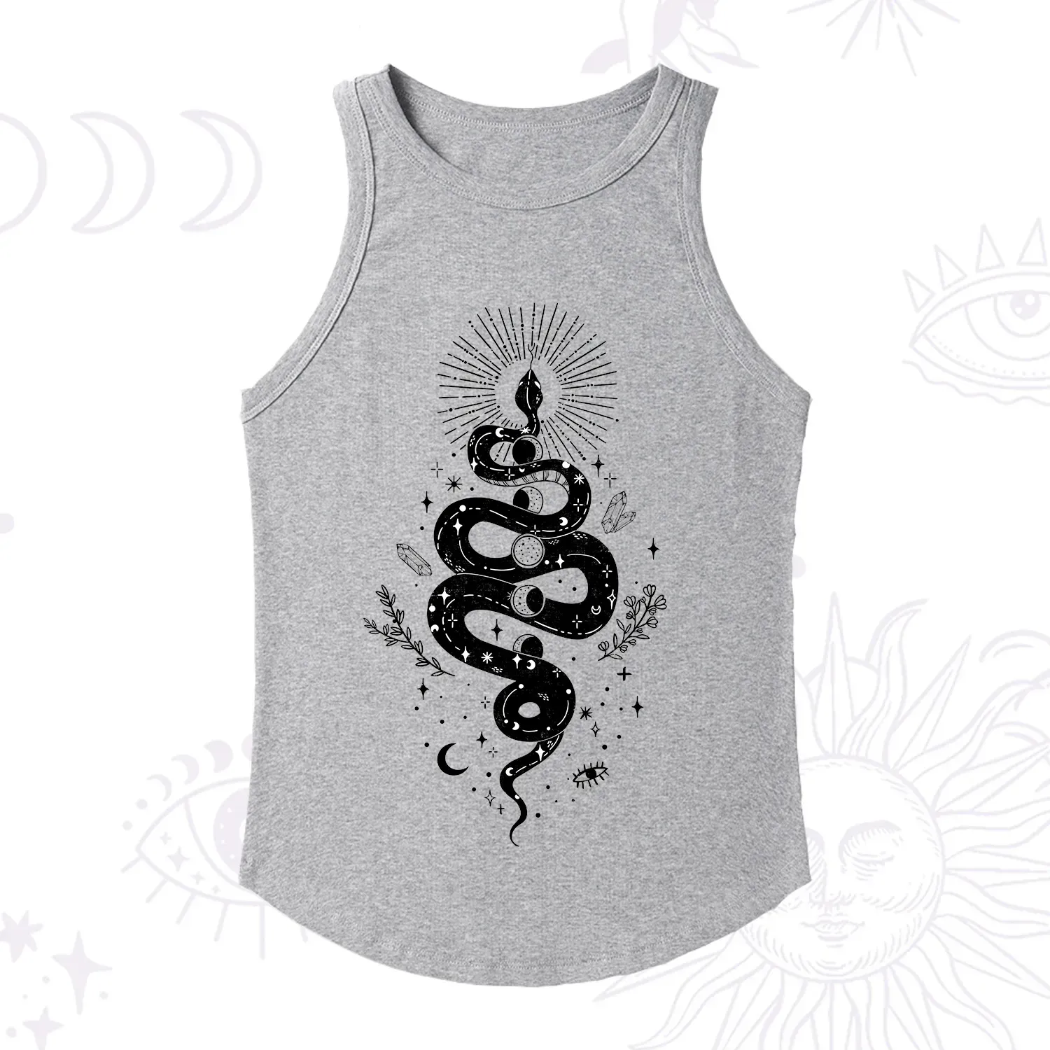 Purplehecate Mystical Moon Phases Snake Racerback Tank Top