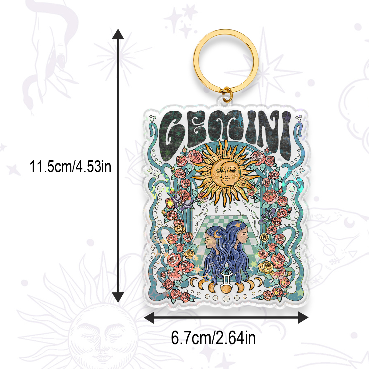 Purplehecate Gemini Spirit Zodiac Keychain