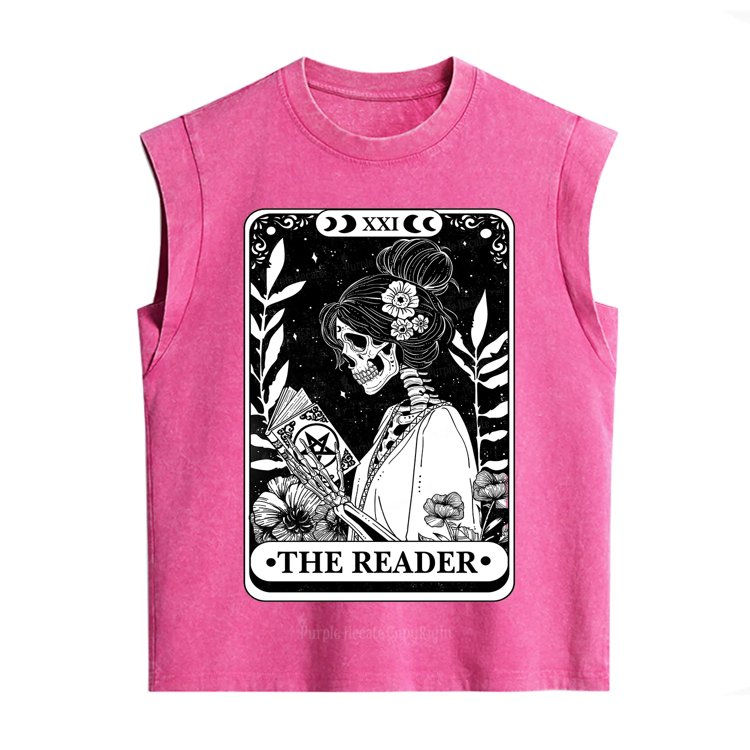 Purplehecate The Reader Skeleton Tarot Vintage Washed Tank