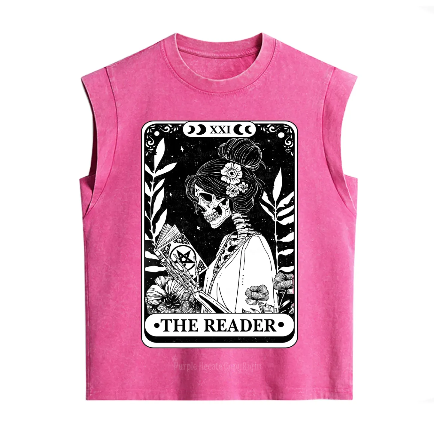 Purplehecate The Reader Skeleton Tarot Vintage Washed Tank