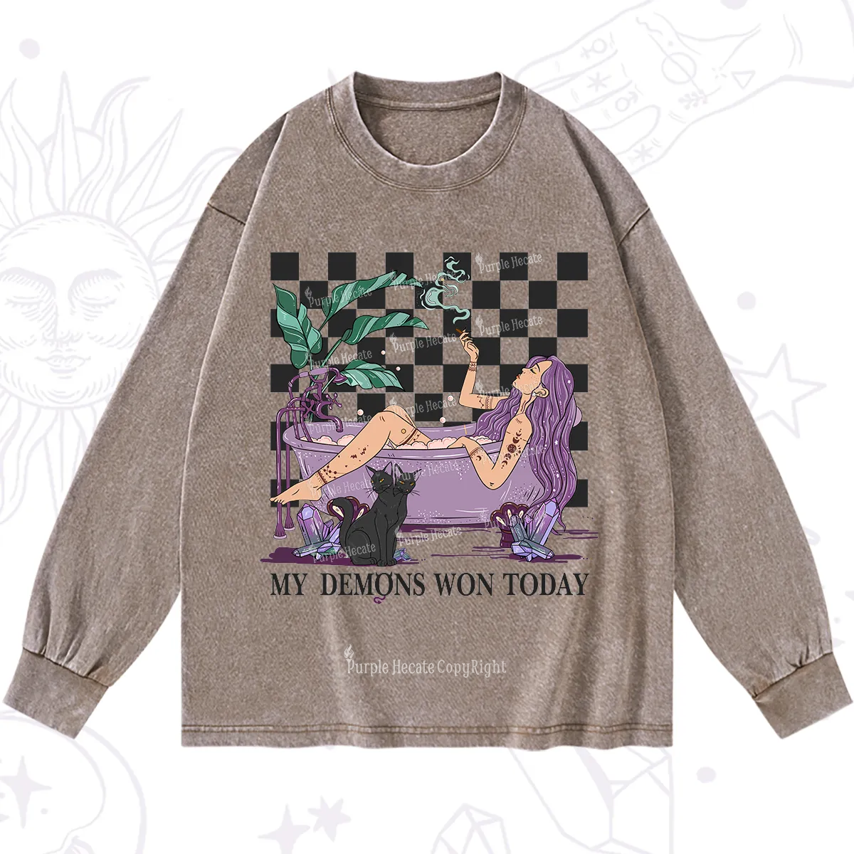 Purplehecate My Demons Won Today Washed Long Sleeve Shirt