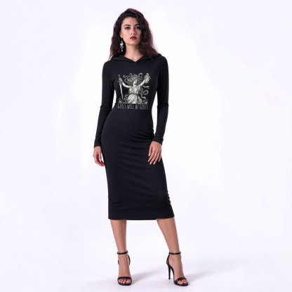 Purplehecate Girls Will Be Girls Medusa Hooded Knit Dress