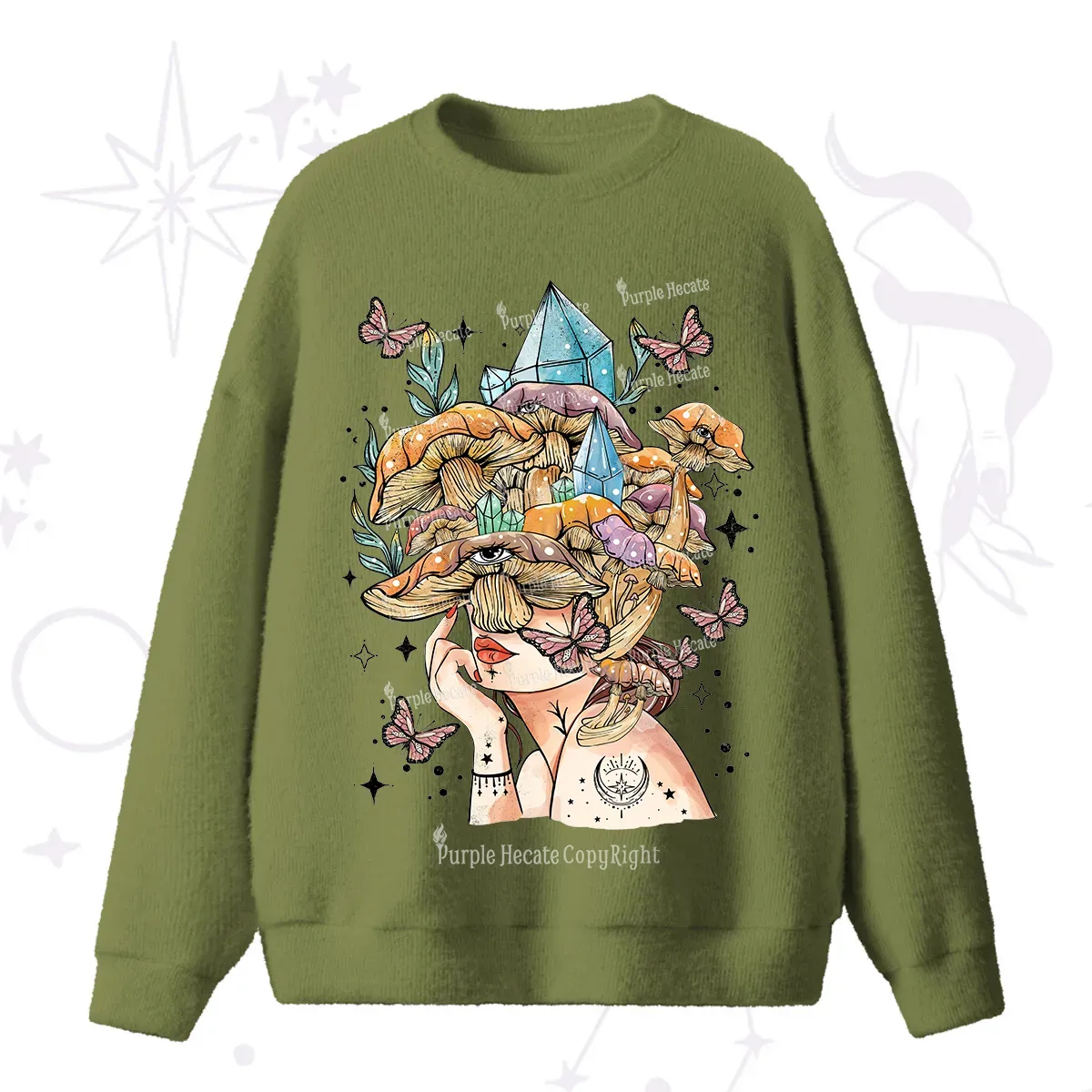Purplehecate Crystal Goddess Fuzzy Ugly Sweater