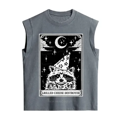 Purplehecate The Grilled Cheese Destroyer Tarot Raccoon Vintage Washed Tank