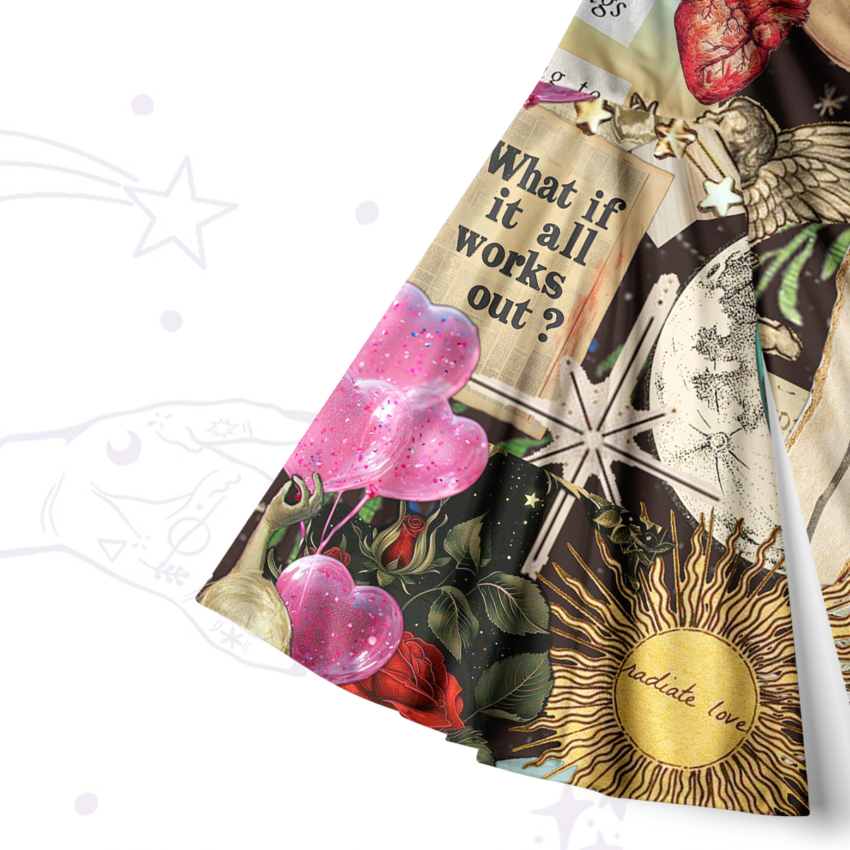 Purplehecate Lucky Me Sacred Heart Eye Bell Sleeve Dress