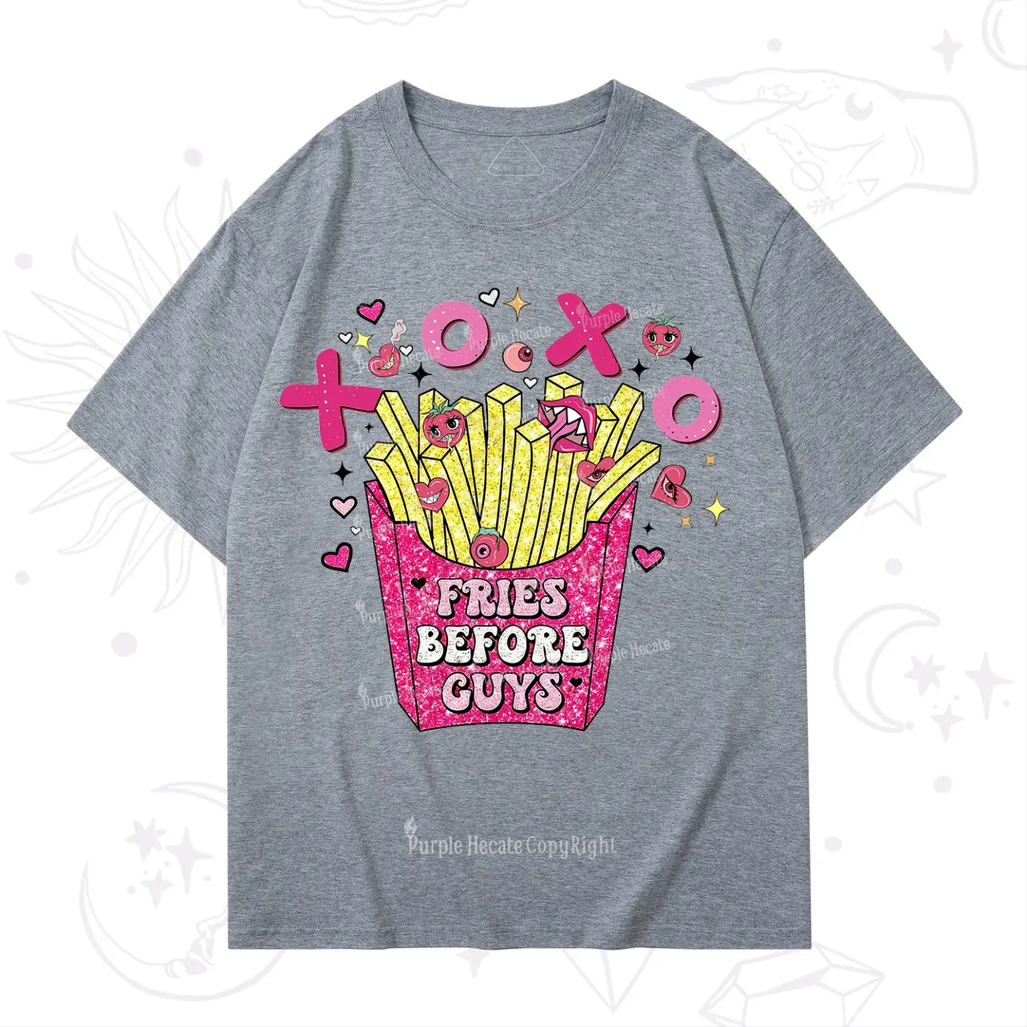 Purplehecate Fries Before Guys Valentine T-Shirt