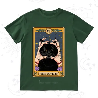 Purplehecate Black Cat The Lovers Tarot Card T-Shirt
