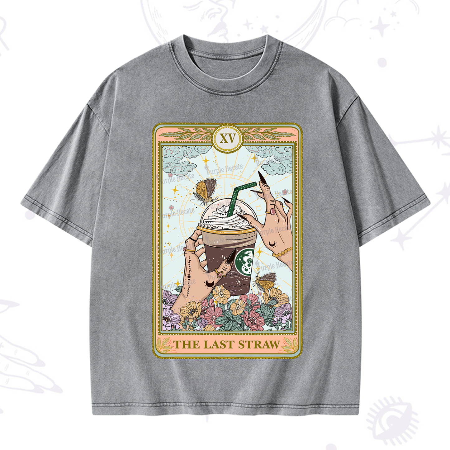 Purplehecate The Last Straw Tarot Washed T-Shirt