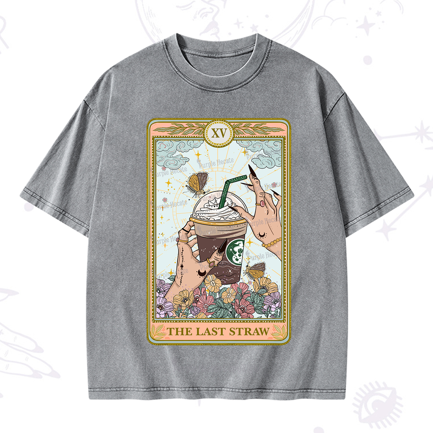 Purplehecate The Last Straw Tarot Washed T-Shirt