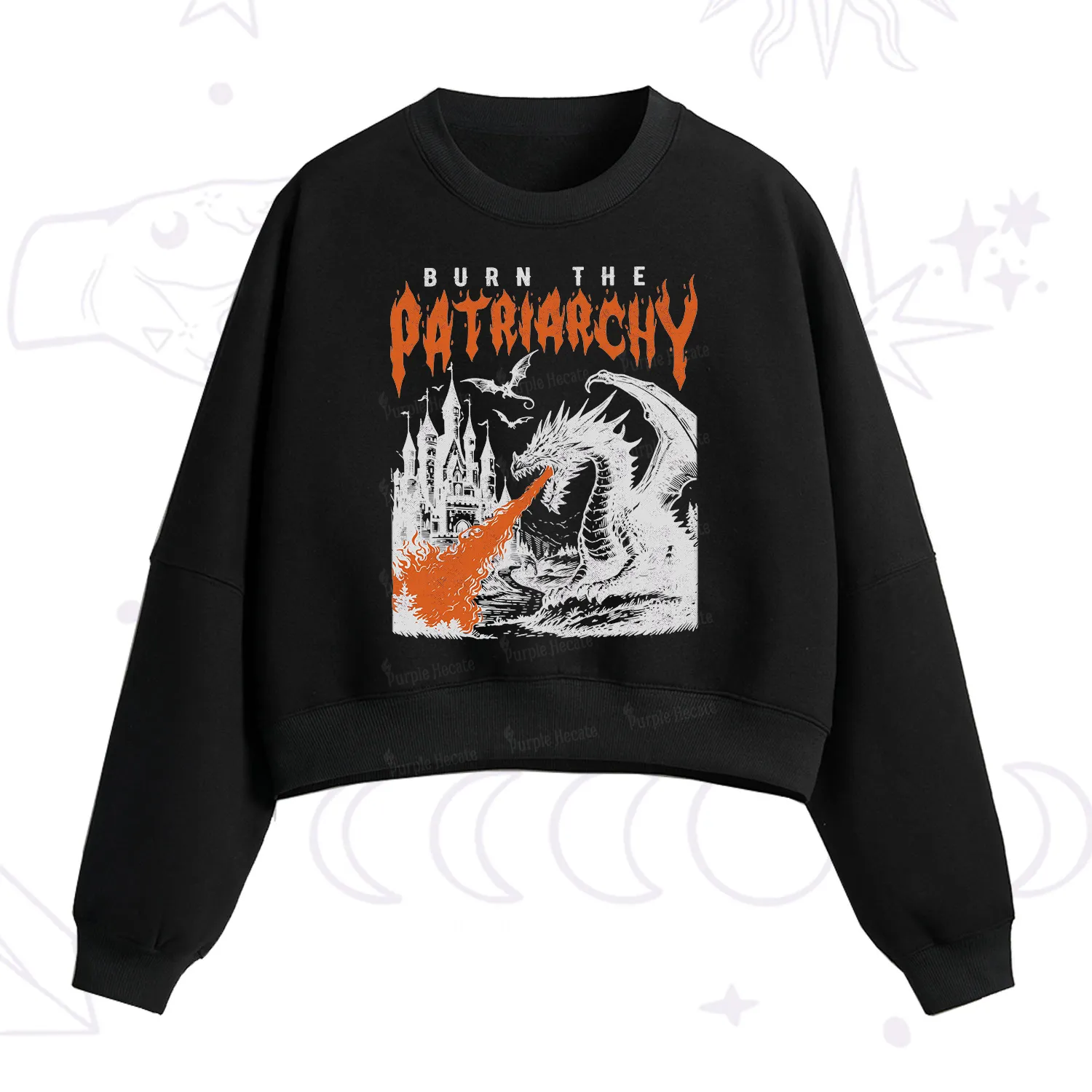 Purplehecate Burn the Patriarchy Dragon Fleece Cropped Sweatshirt