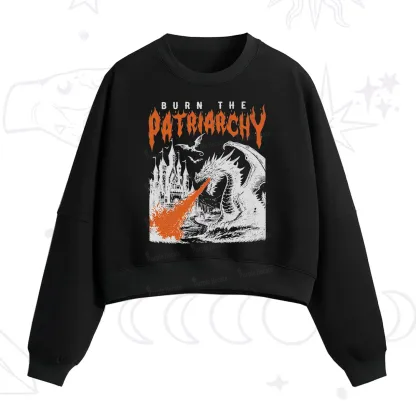 Purplehecate Burn the Patriarchy Dragon Fleece Cropped Sweatshirt