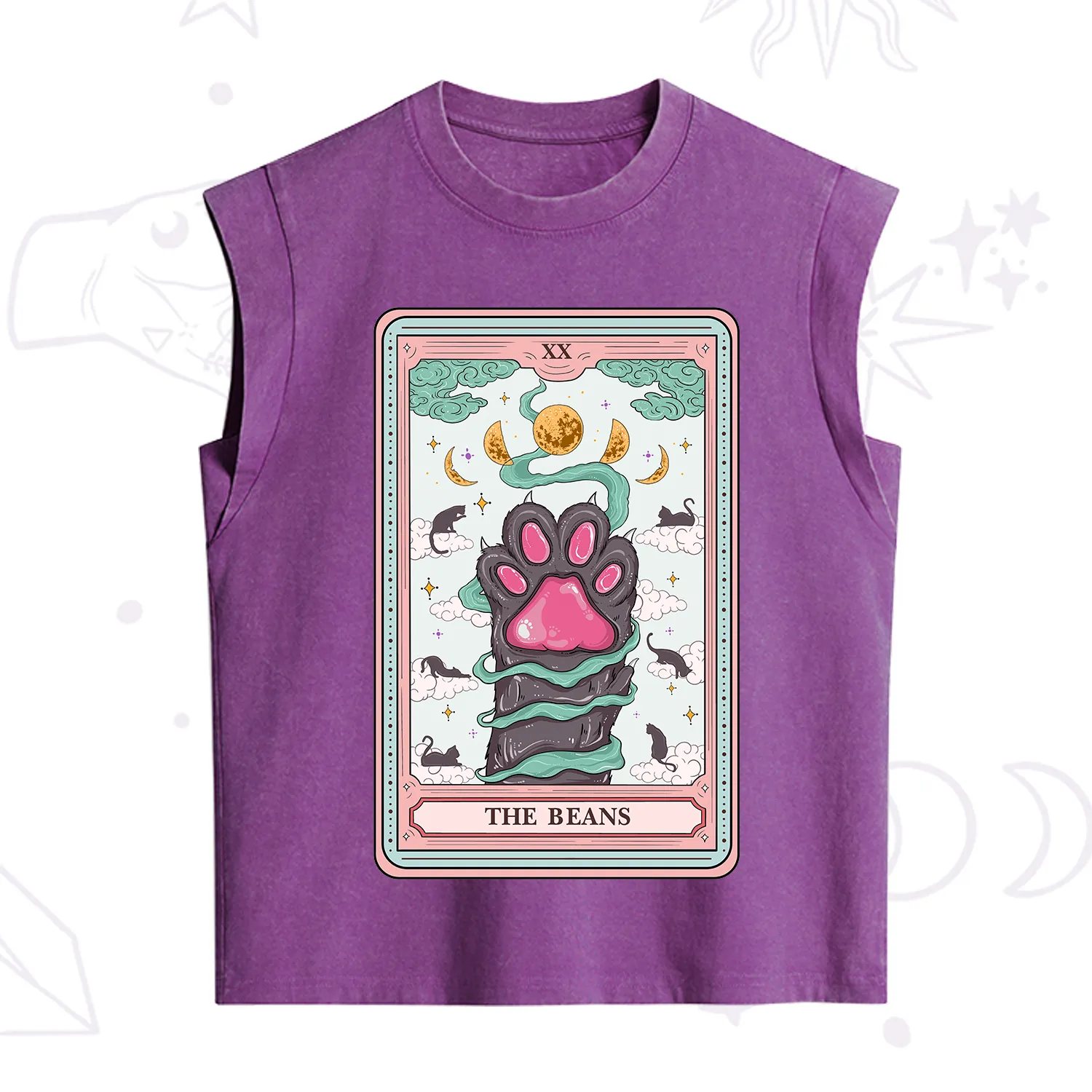 Purplehecate The Beans Cat Tarot Vintage Washed Tank