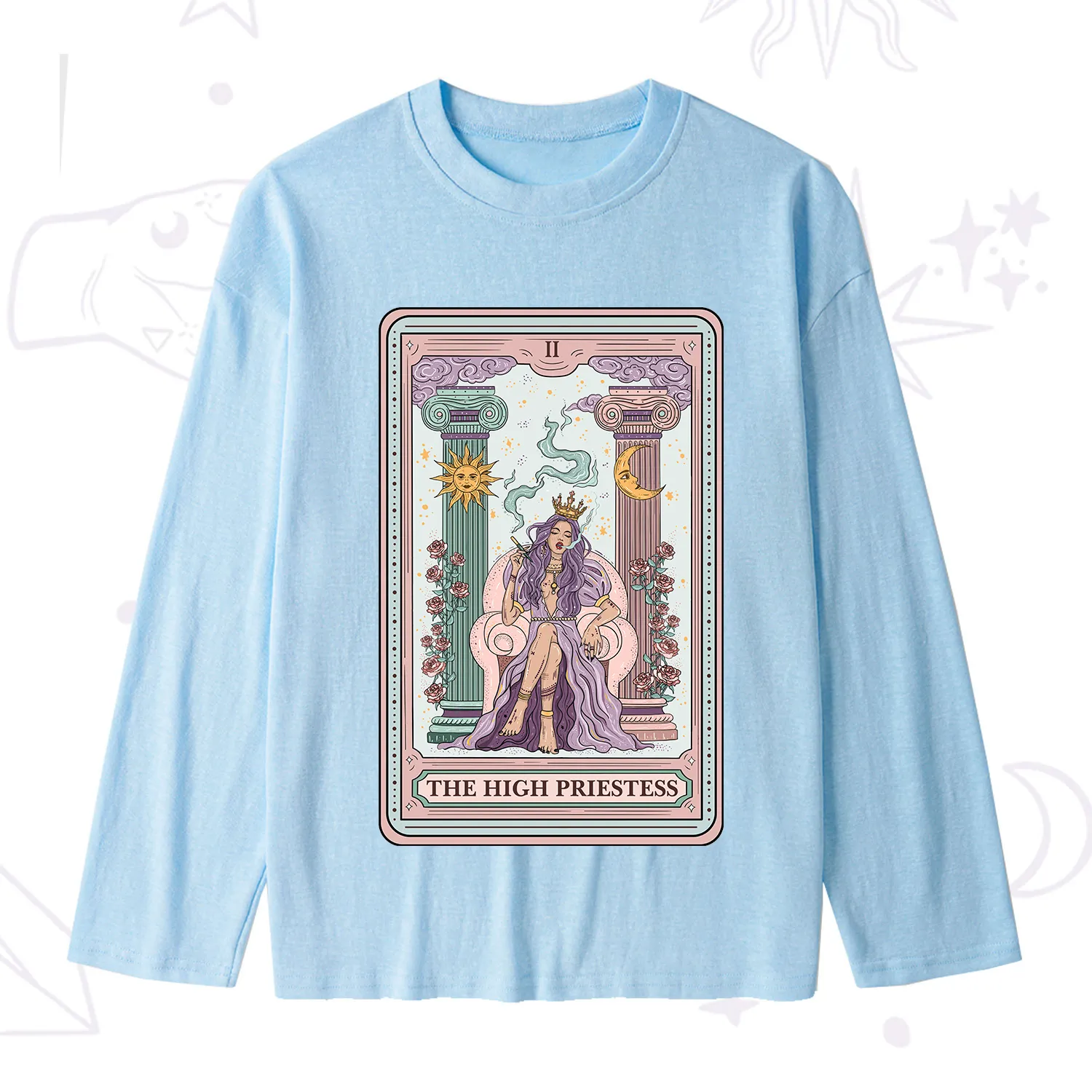 Purplehecate The High Priestess Tarot Card Slub Long Sleeve T-Shirt