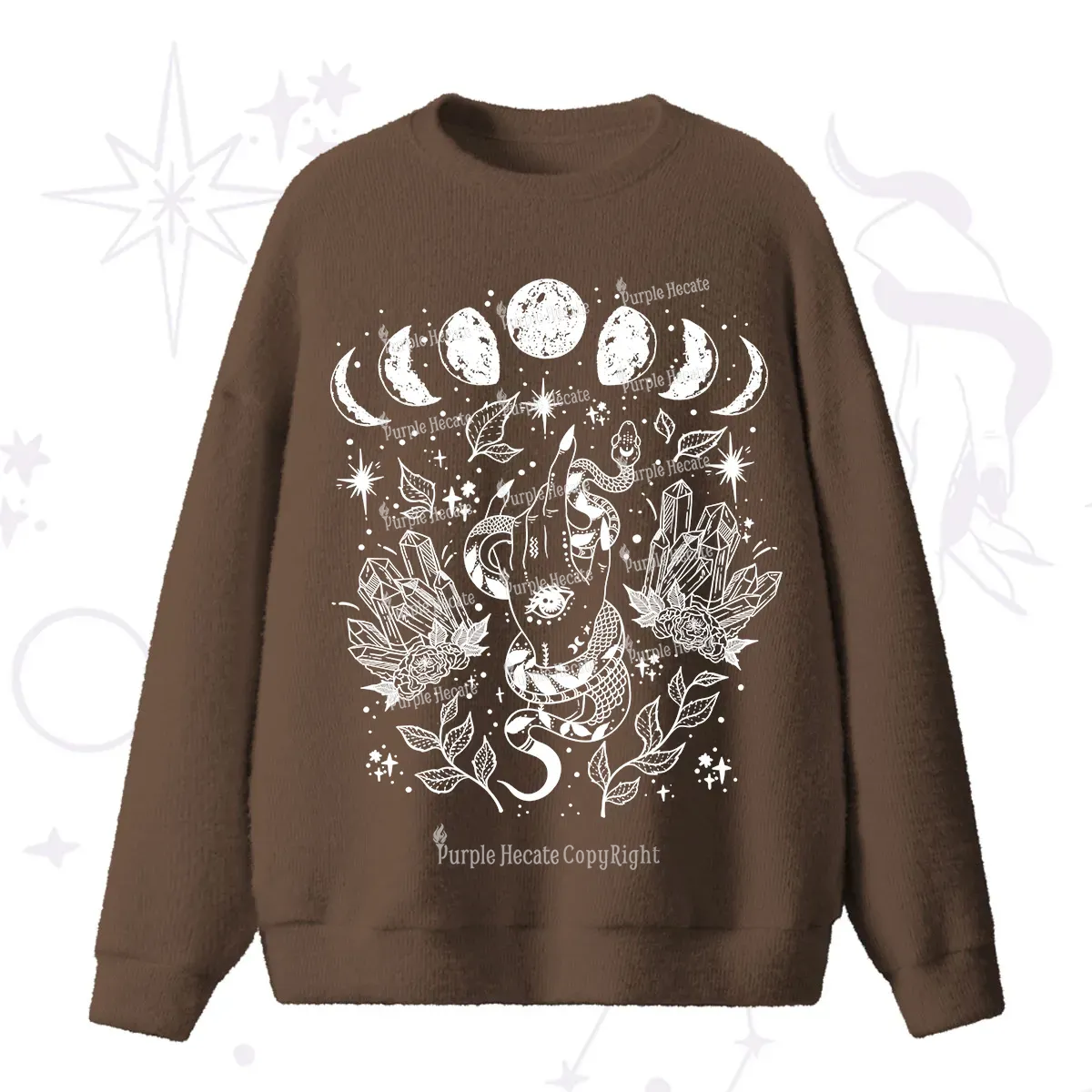 Purplehecate Reach For The Moon Fuzzy Ugly Sweater