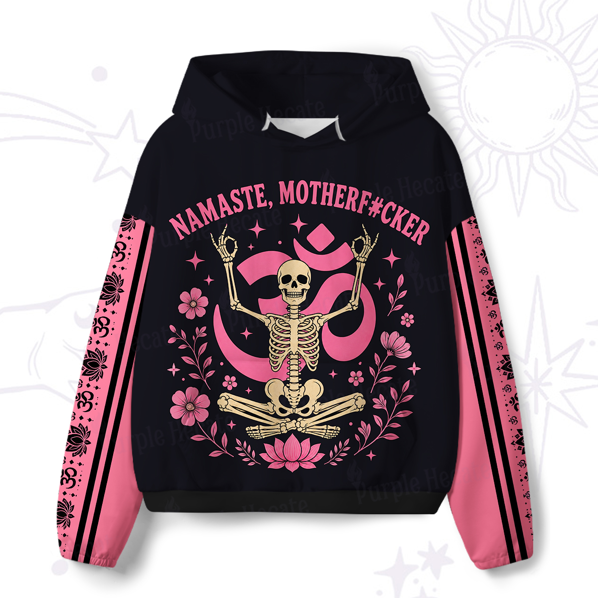 Purplehecate Namaste Motherf*cker Skeleton All-Over Print Hoodie
