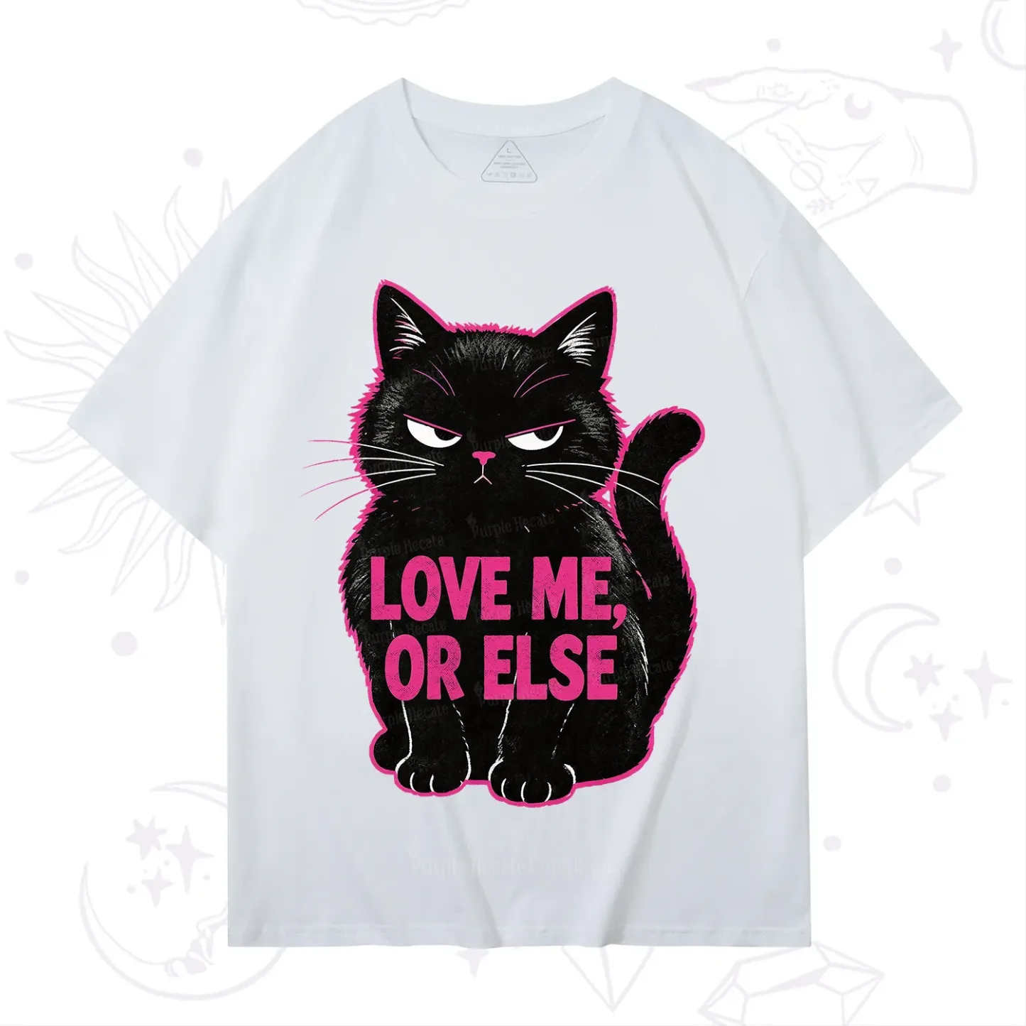 Purplehecate Grumpy Black Cat Love Me or Else T-Shirt