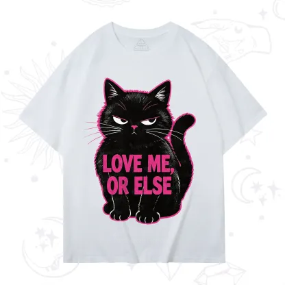 Purplehecate Grumpy Black Cat Love Me or Else T-Shirt