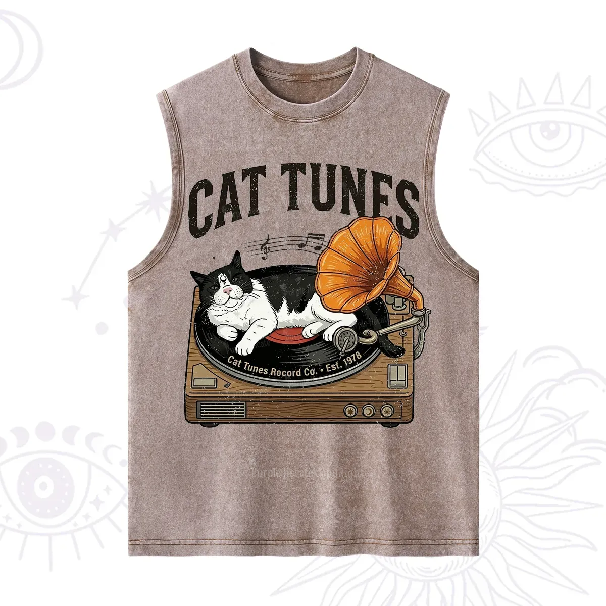 Purplehecate Cat Tunes Washed Tank