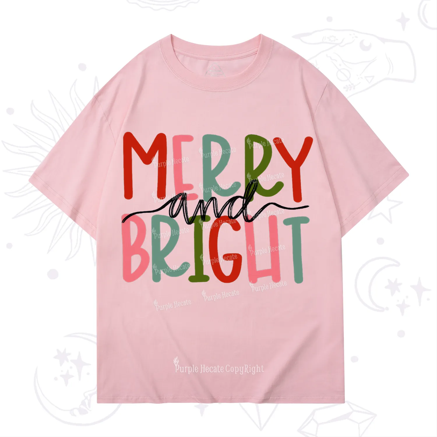 Purplehecate Merry and Bright Christmas T-Shirt
