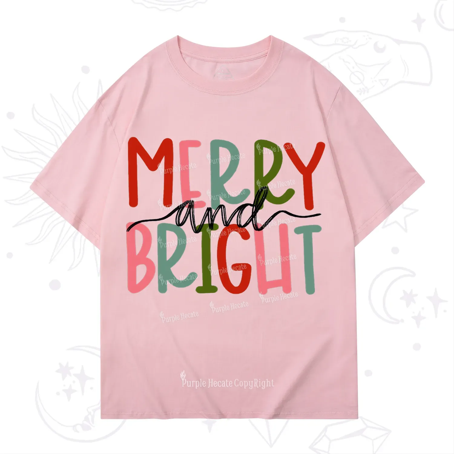 Purplehecate Merry and Bright Christmas T-Shirt