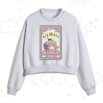 Purplehecate The Cat Mom Tarot Fleece Cropped Sweatshirt