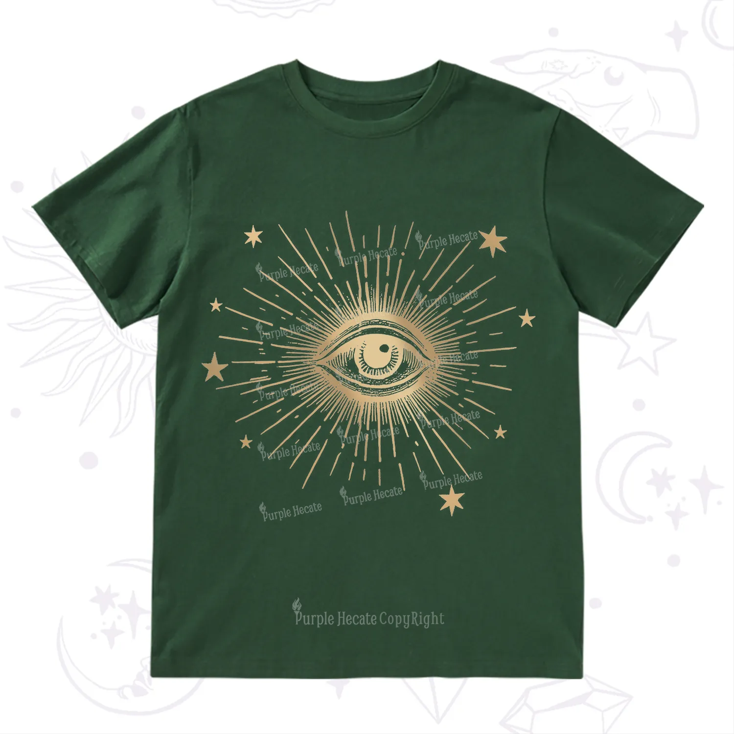 Purplehecate Celestial Eye with Stars T-Shirt