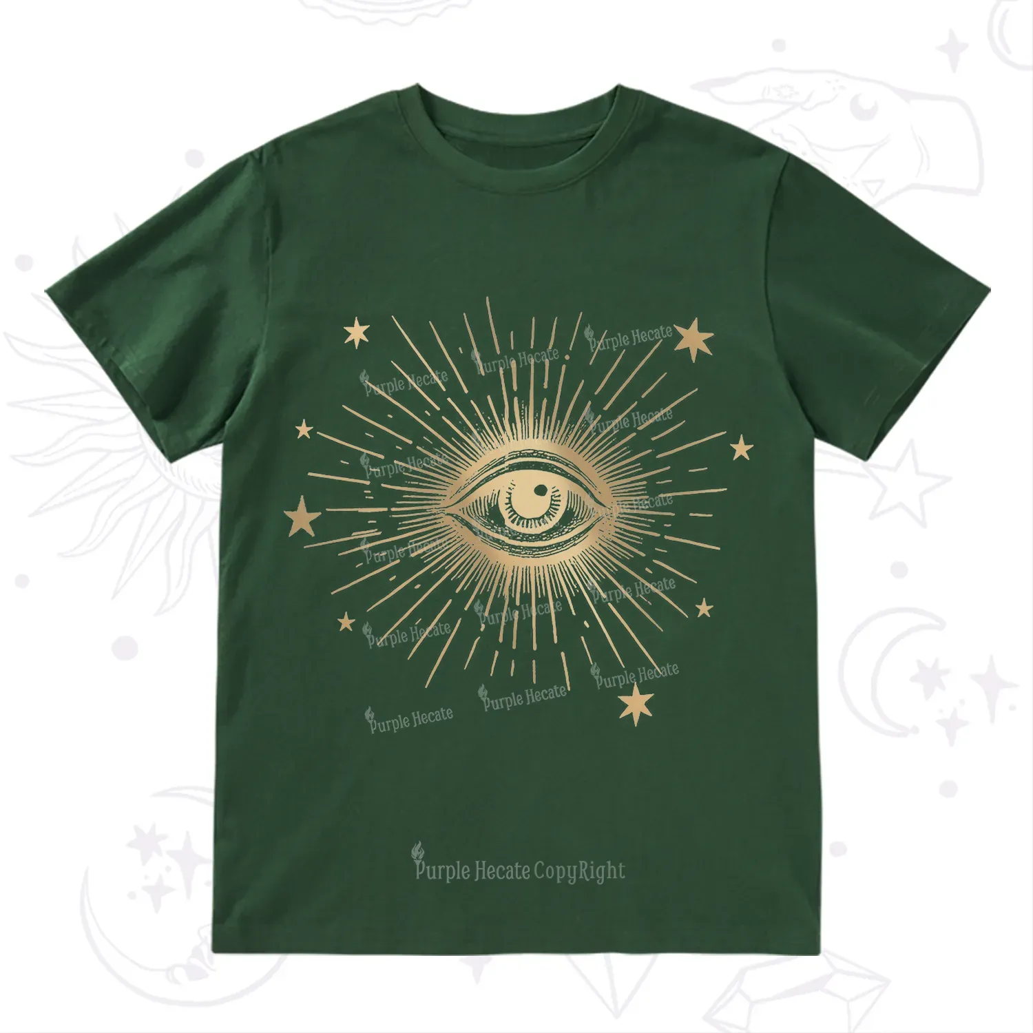 Purplehecate Celestial Eye with Stars T-Shirt
