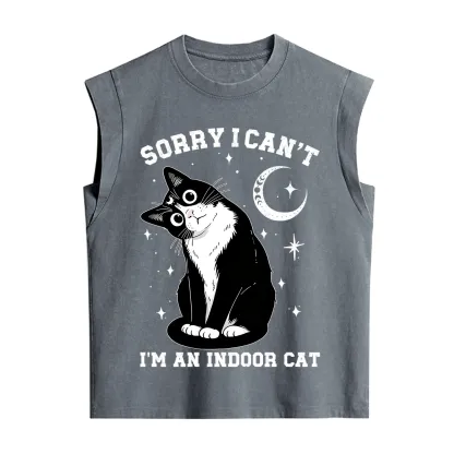 Purplehecate Sorry I Can't Go I'm an Indoor Cat Vintage Washed Tank