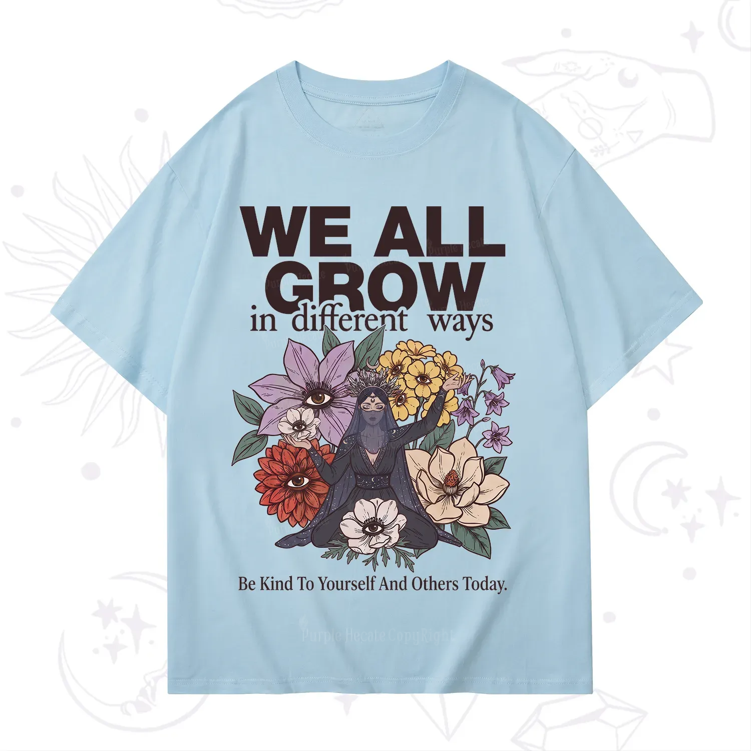 Purplehecate We All Grow Different Ways Floral T-Shirt