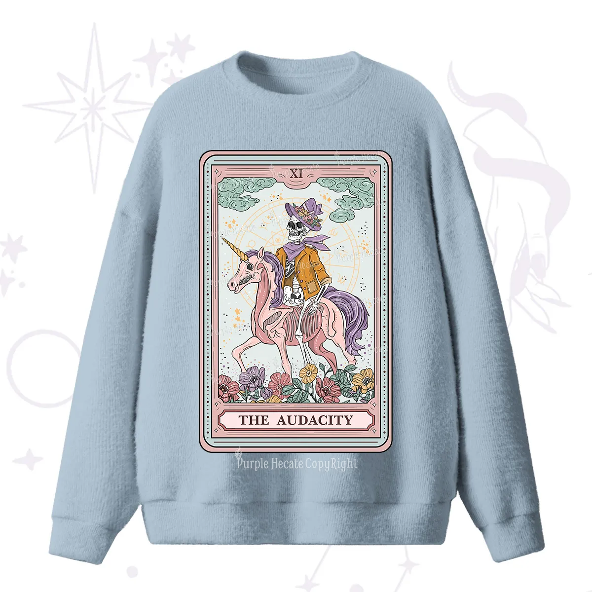 Purplehecate The Audacity Tarot Card Fuzzy Ugly Sweater