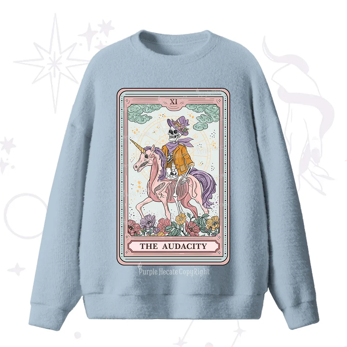 Purplehecate The Audacity Tarot Card Fuzzy Ugly Sweater