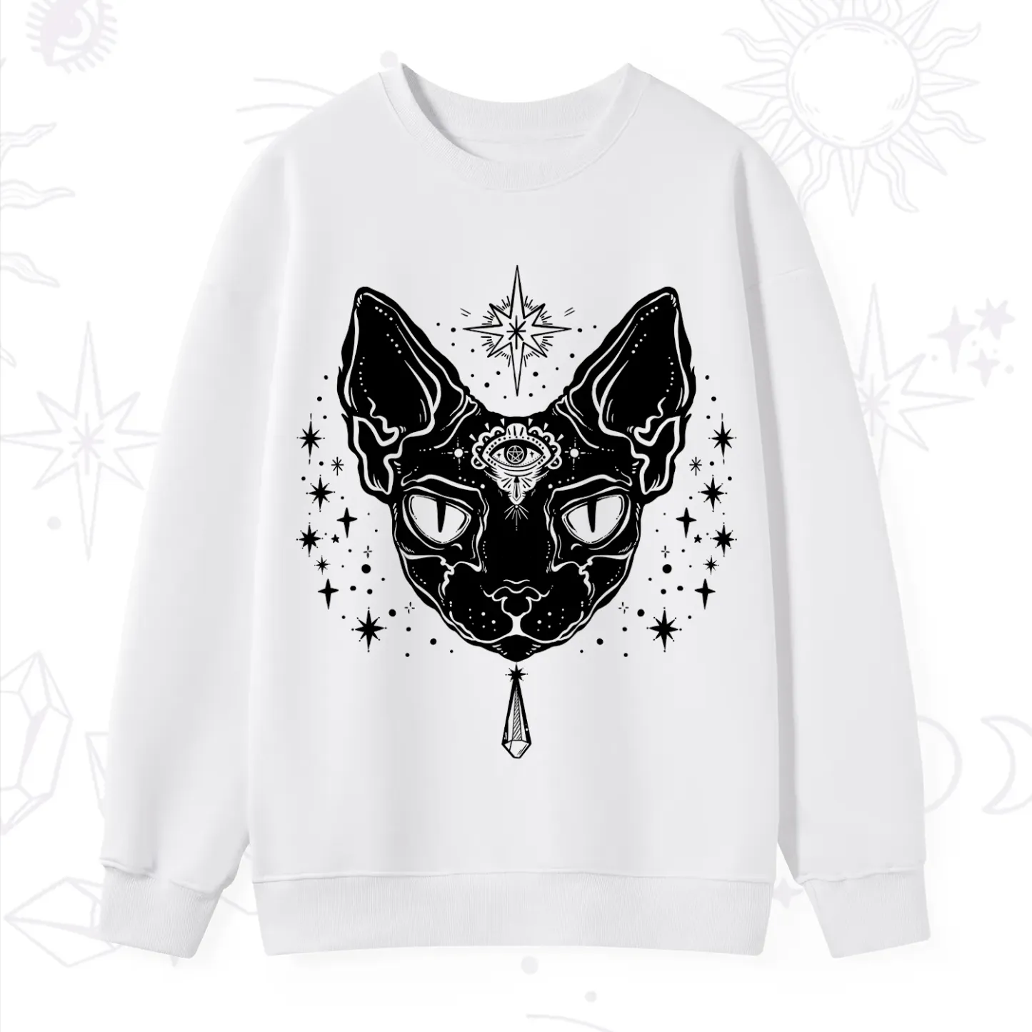 Purplehecate Three Eyed Sphynx Cat Sweatshirt