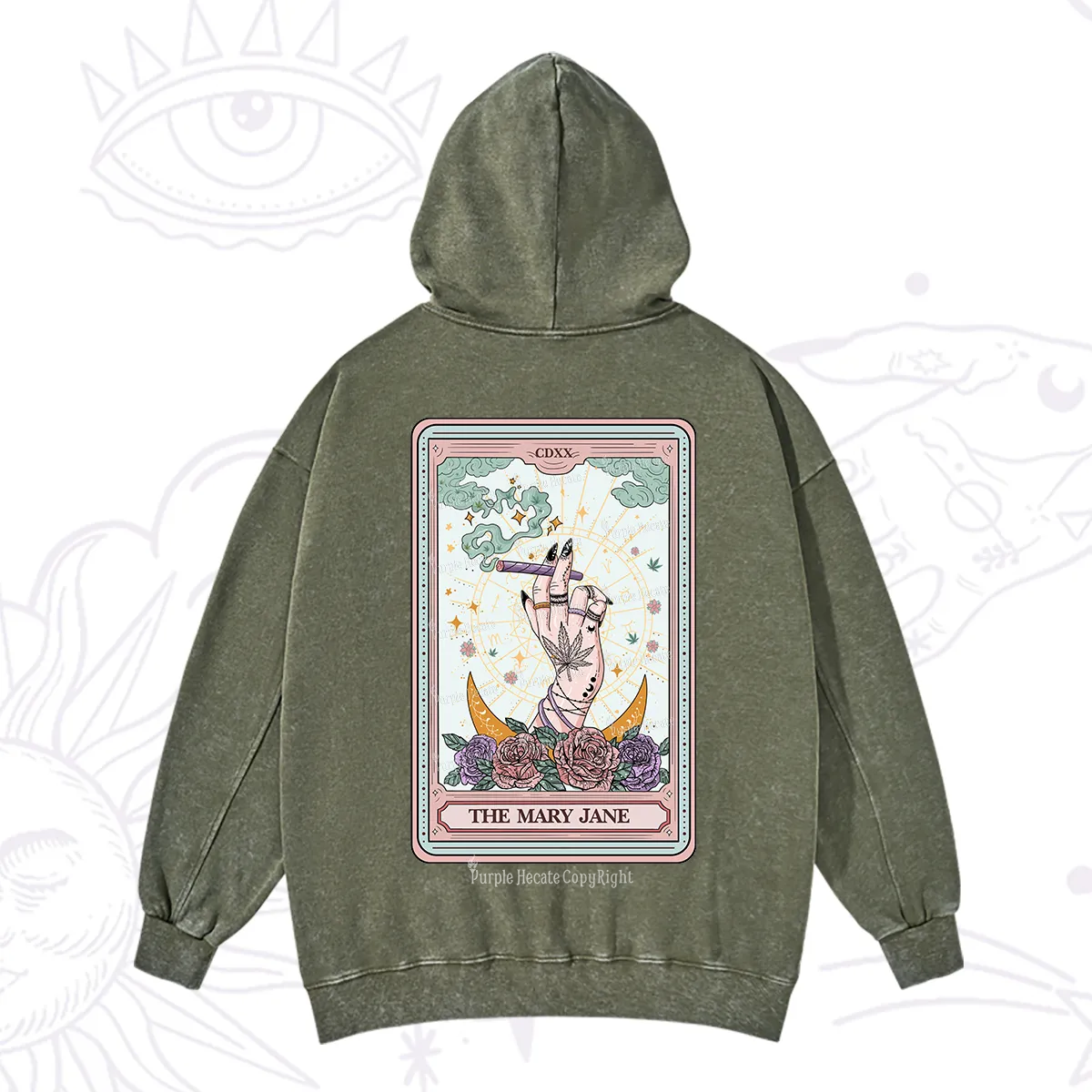 Purplehecate The Mary Jane Tarot Washed Hoodie