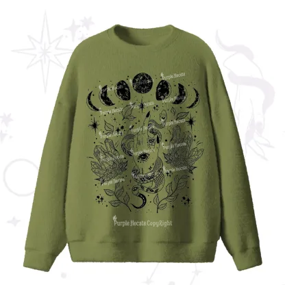 Purplehecate Reach For The Moon Fuzzy Ugly Sweater