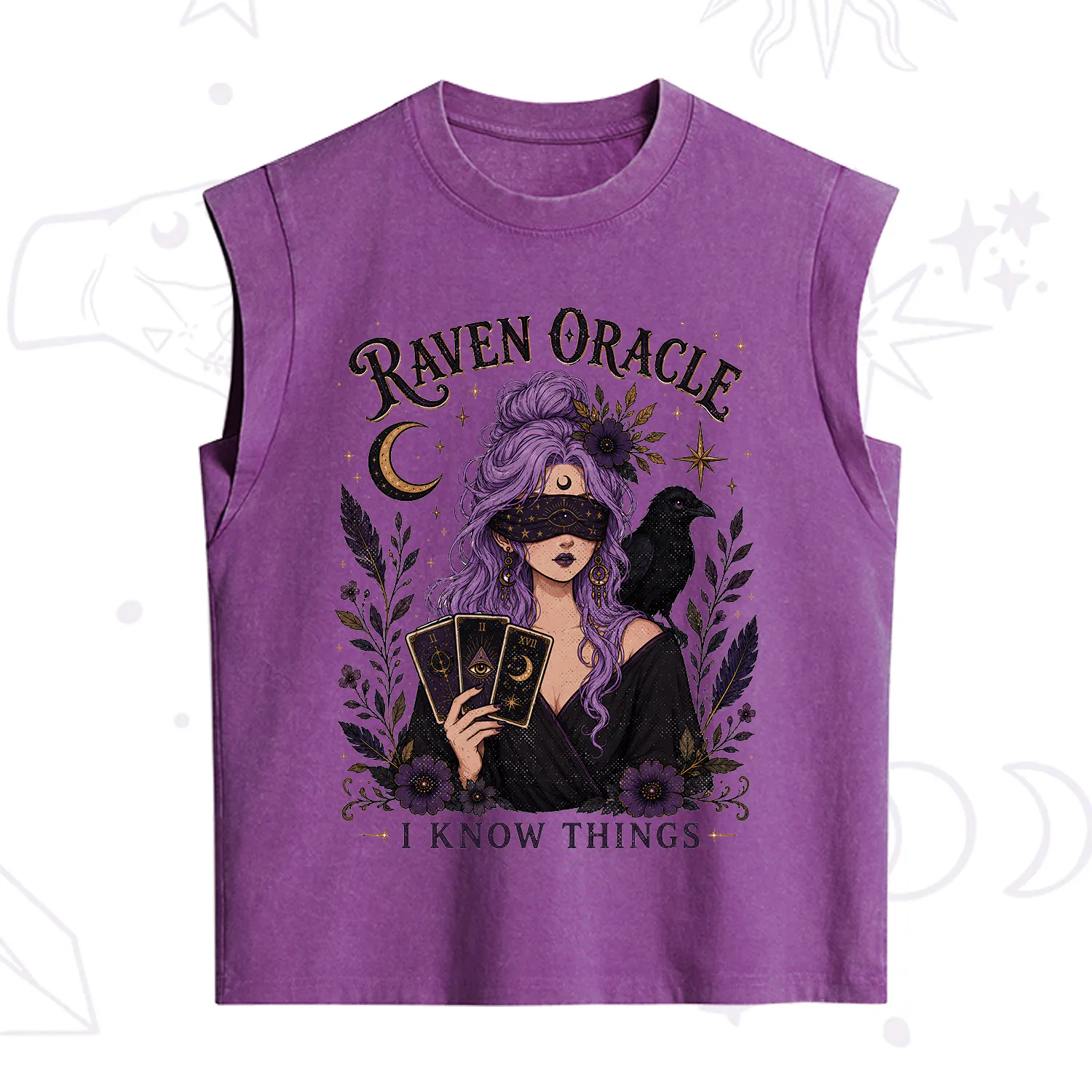 Purplehecate Raven Oracle I Know Things Witchy Vintage Washed Tank