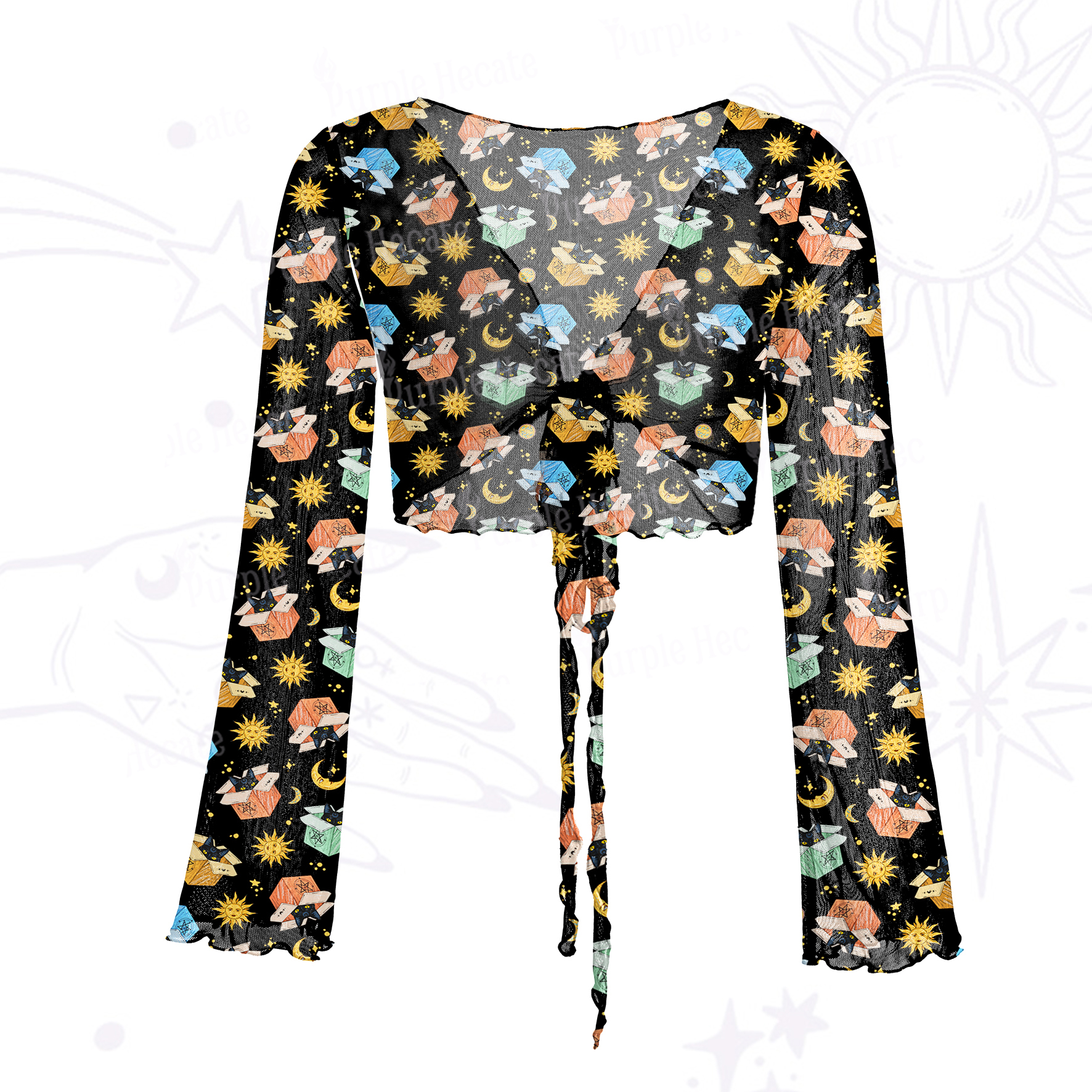 Purplehecate The Hermit Cat Mesh Tie Front Top