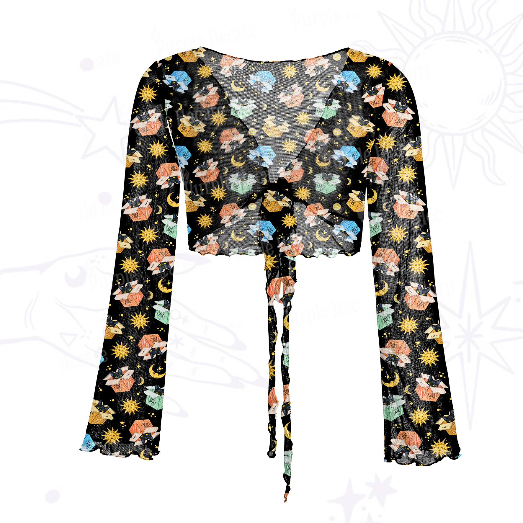 Purplehecate The Hermit Cat Mesh Tie Front Top