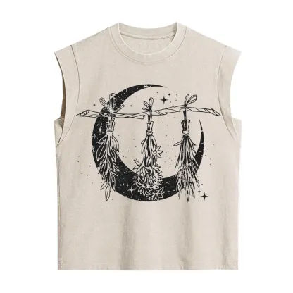 Purplehecate Witchy Moon Herbs Vintage Washed Tank
