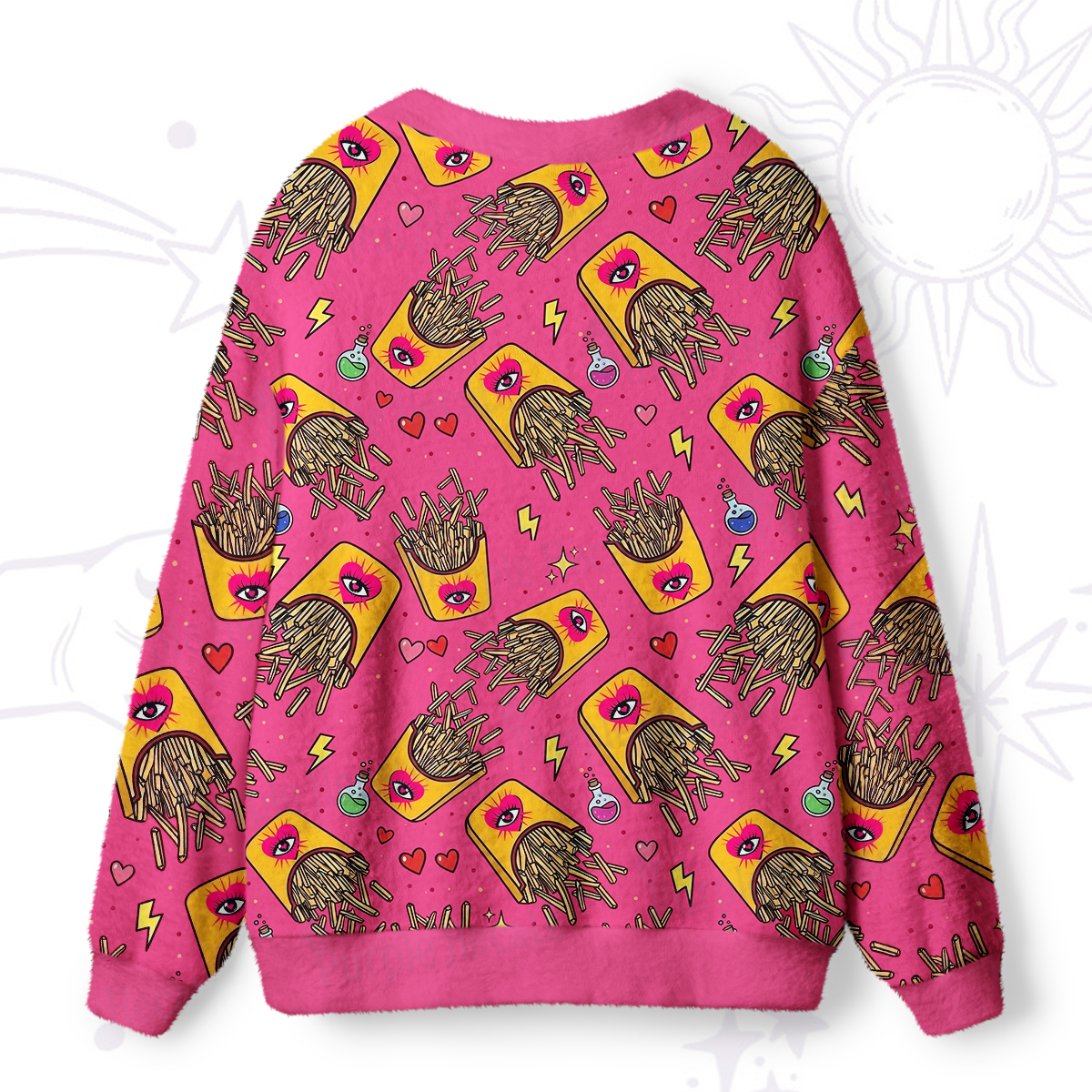 Purplehecate Magic Fries Box Ugly Cardigan Sweaters